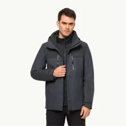 Jack Wolfskin Jasper 3 In 1 Jacket Mens Ebony