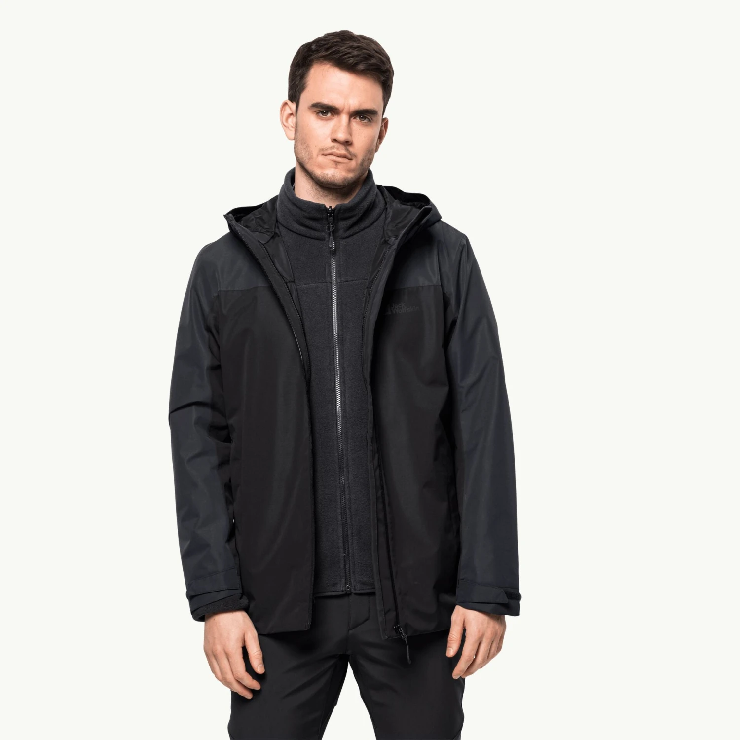 Jack Wolfskin Taubenberg 3 In 1 Jacket Mens Black